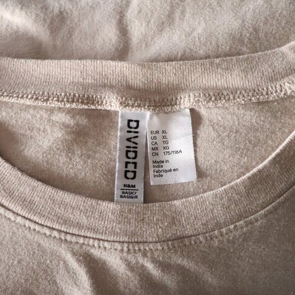 H&M Women's XL Cream Basic 100% Cotton Relaxed Fit Crewneck Short Sleeve T-Shirt - Picture 8 of 10